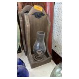PAIR OF WOOD OIL LAMP HOLDERS W/EAGLE