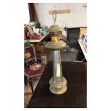 VNTG. BRASS & ETCHED GLASS CANDLE LANTERN