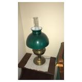 ALADDIN OIL LAMP W. GREEN SHADE