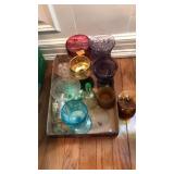 FLAT OF ASST COLORED GLASSWARE