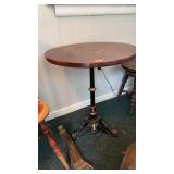 CAST IRON PEDESTAL BASE WITH WOOD TABLE TOP