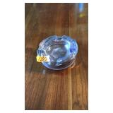 HEAVY CLEAR GLASS ASH TRAY MID CENTURY