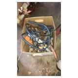BOX OF ASST. TOOLS AND JUMPER CABLES