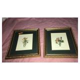 2 PC GOLT FRAMED BOTANICAL ART