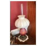 ANTIQUE PARLOR LAMP W/ MILK GLASS SHADE