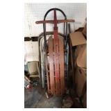 ANTQ. WOOD AND METAL SLED