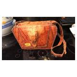 VINTAGE 1940S BABY ALLIGATOR BROWN LEATHER PURSE