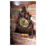 ORNATE CARVED & NEEDLE POINT MAIL HOLDER