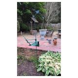 GREEN PAINTED SHEPARDS HOOK WITH PLANTER BASKET