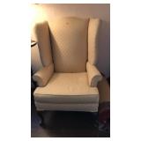 QUEEN ANNES FOOTED WING BACK ARM CHAIR