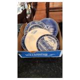 BLUE WILLOW & ASST PORCELAIN PLATES