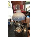 CONVERTED RAYO ELECTRIC LAMP W/ ORNATE SHADE