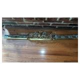 BRASS HEAVY CARVED FIREPLACE FENCE
