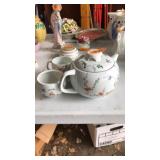LIMOGES, GEORGES BOYER TEA POT, CREAM, SUGAR
