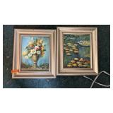 PAIR OF FLORAL SIGNED OIL ON BOARDS