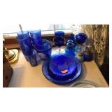 LRG COLL OF COBALT BLUE GLASSWARE