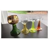 (3) BEHIVE STYLE STEM WINE GLASSES