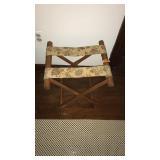 VINTAGE WOOD & LINEN LUGGAGE RACK