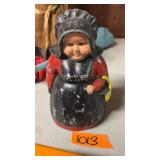 VNTG. CAST IRON AMISH LADY COIN BANK