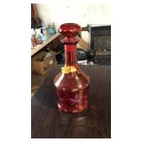 VNTG. CRANBERRY GLASS DECANTER