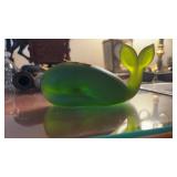 BLOWN GLASS WHALE PAPERWEIGHT
