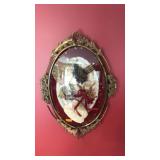 VINTAGE BUBBLE GLASS INSERT FRAME W/ COLLECTIBLES