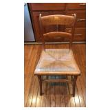 ANTIQUE RUSH SEAT LADDER BACK CHAIR