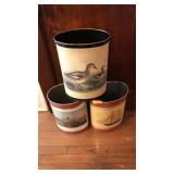3 VINTAGE COMMEMORATIVE WASTE BASKETS