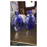 PAIR OF BLUE STAR SPANGLED BANNER HOUSE FLASKS