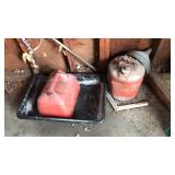 METAL GAS GAN, PLASTIC GAS CAN AND PLASTIC TOTE