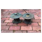 PAIR OF CAST IRON PAGODA GARDEN LANTERNS