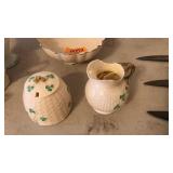 BELLEEK CREAM PITCHER & SUGAR BOWL
