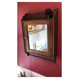 ANTIQUE OAK MIRRORED CABINET