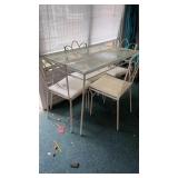 METAL & GLASS PATIO TABLE W/4 CHAIRS
