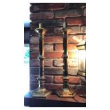 2 HEAVY LRG BRASS CANDLESTICK HOLDERS