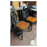 PAIR OF ETCHED BACK BLACK PAINTED DINING CHAIRS