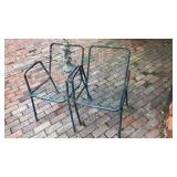 PAIR OF GREEN PAINTED METAL CHAIRS