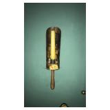 VINTAGE HANDHELD METAL & WOOD CHAMBER CANDLE HOLDE