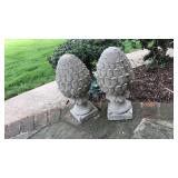 PAIR OF CONCRETE ARTICHOKE  GARDEN STATUES
