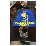PLANTERS PEANUTS TIN & DRAW STRING BAG
