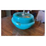 BLOWN GLASS GREEN/BLUE VANITY TRINKET BOX