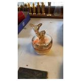 AMBER GLASS DEER TRINKET BOX