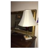 CRANBERRY GLASS & MARBLE BASE TABLE LAMP