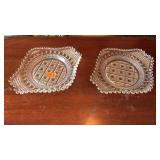 PAIR OF CLEAR GLASS RELISH/ CANDY DISHES