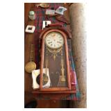 ORNATE CARVED RED OAK MANTLE CLOCK