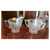 JEANETTE GLASS IRIS & HERRINGBONE CREAM & SUGAR