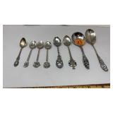 7 STERLING & 1 800 SILVER COLLECTORS SPOONS