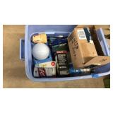 BOX OF ASST LIGHT BULBS & ETC