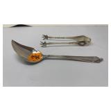 STERLING SILVER SPOON & SUGAR TONGS