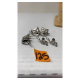 2 STERLING PINS & PAIR OF STERLING SCREW BACKS